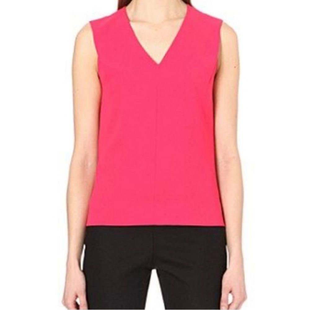 Ted baker pink deco sleeveless top with back zip Euc v neck